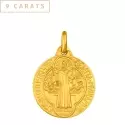 Médailles de baptême Or 9 carats - Médaille Saint Benoit 15mm • Or 9 carats - 0