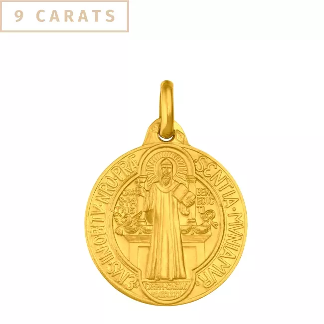 Médaille Saint Benoit 15mm • Or 9 carats