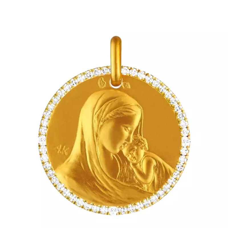 Joaillerie - Médaille Notre Dame de tendresse • Tour diamants