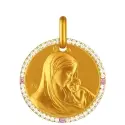 Joaillerie - Médaille Notre Dame de tendresse • Tour diamants et saphir rose - 0