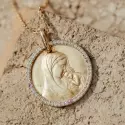 Joaillerie - Médaille Notre Dame de tendresse • Tour diamants et saphir rose - 1