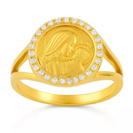 Bague Médaille Notre Dame de la confiance • Diamants