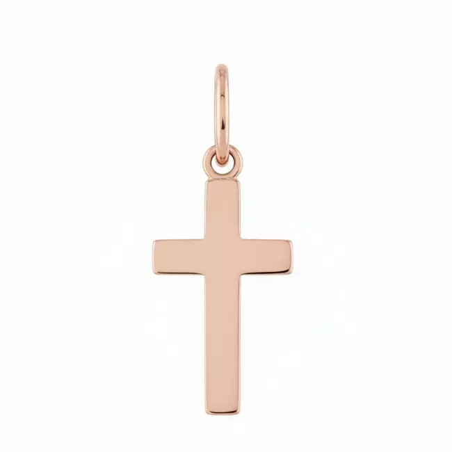 Pendentif petite croix en or rose 18 carats