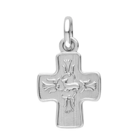 Pendentif croix Agneau Pascal en argent massif