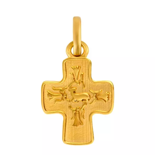 Pendentif croix Agneau Pascal en or jaune 18 carats