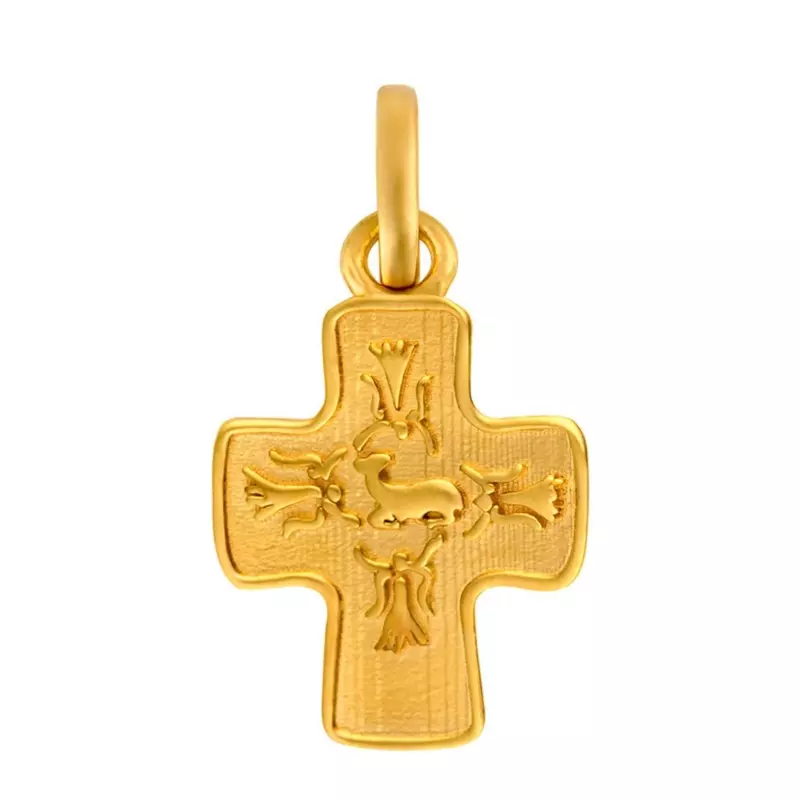 Pendentif croix classique - Pendentif Croix Agneau Pascal • Or jaune 18 carats
