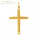 Pendentif croix classique - Pendentif Croix Fleurie en Vermeil | Fleurs de Lys & Cœur Gravé - 0