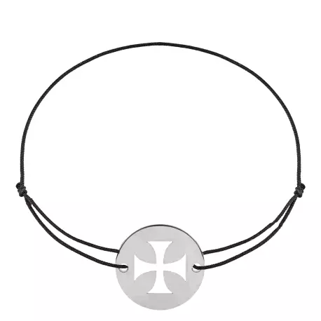 Bracelet cordon croix des Templiers en or blanc 18 carats