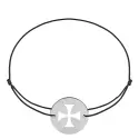 Bracelet sur cordon - Bracelet Cordon Croix des Templiers • Or Blanc 18 Carats - 0