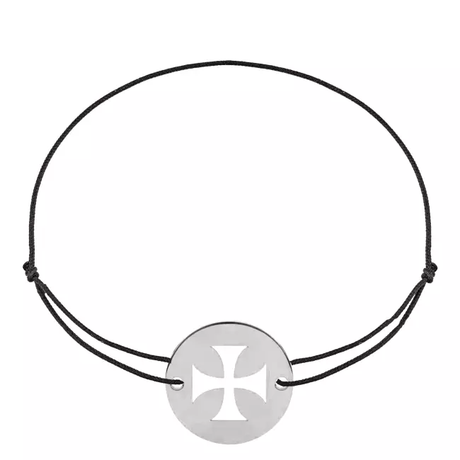 Bracelet cordon croix des Templiers en or blanc 18 carats