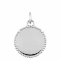 Pendentif personnalisé - Médaille jeton perlé 15 mm en or blanc 18 carats à personnaliser - 0