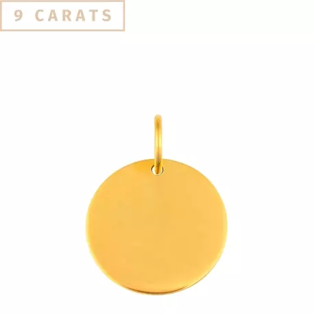 médaille jeton 10mm en or jaune 9 carats personnalisée
