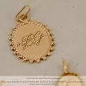 Pendentif personnalisé - Médaille jeton double perlé 17 mm en or jaune 9 carats à personnaliser - 2