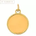 Pendentif personnalisé - Médaille jeton perlé 18 mm en or jaune 9 carats à personnaliser - 0