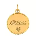 Pendentif personnalisé - Médaille jeton perlé 18 mm en or jaune 9 carats à personnaliser - 4