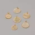 Pendentif personnalisé - Médaille jeton perlé 18 mm en or jaune 9 carats à personnaliser - 3