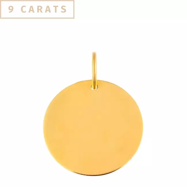 médaille jeton 12mm en or jaune 9 carats personnalisée