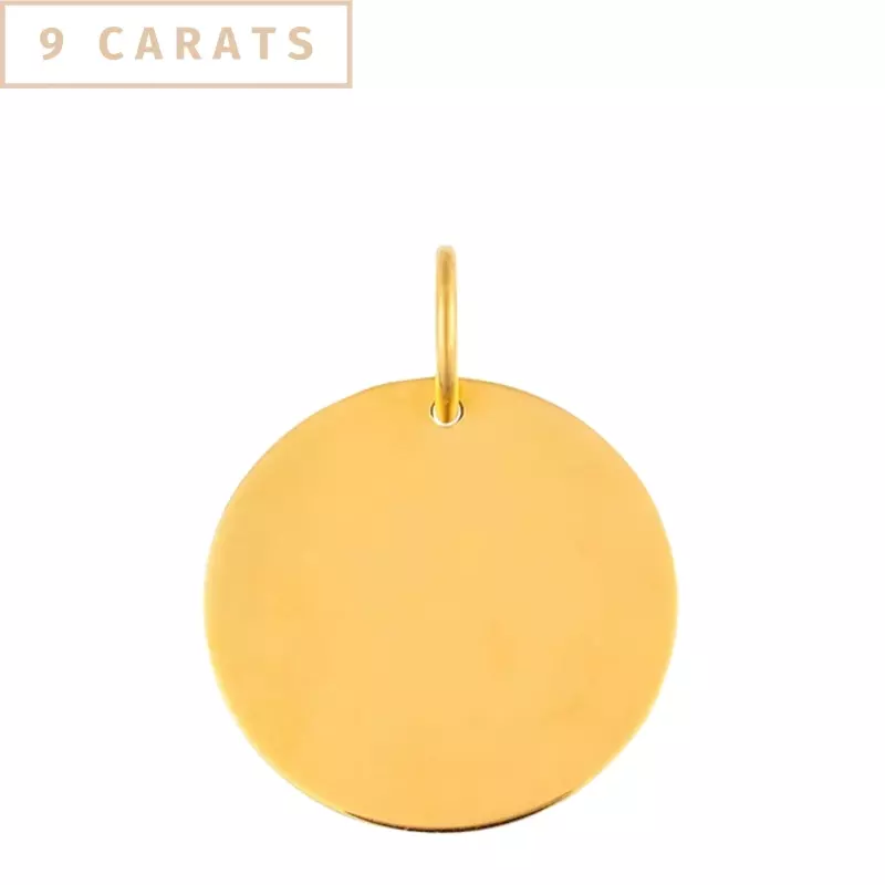 Pendentif personnalisé - Médaille jeton 12 mm en or jaune 9 carats à personnaliser