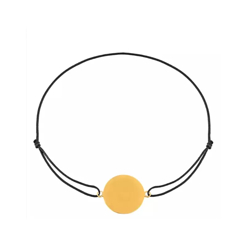 Gourmette - Bracelet cordon médaille à personnaliser en or jaune 9 carats – 12 mm