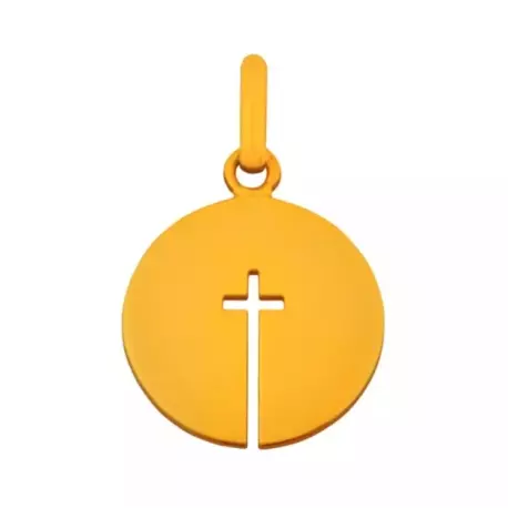 médaille croix ouverte en or jaune 9 carats 14 mm