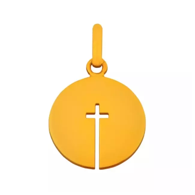 médaille croix ouverte en or jaune 9 carats 14 mm