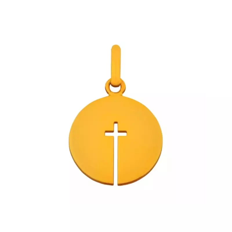 Pendentif croix classique - Médaille Croix ouverte en or jaune 9 carats – 14 mm