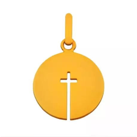 médaille croix ouverte en or jaune 9 carats 18 mm