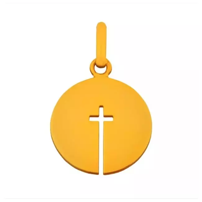 médaille croix ouverte en or jaune 9 carats 18 mm