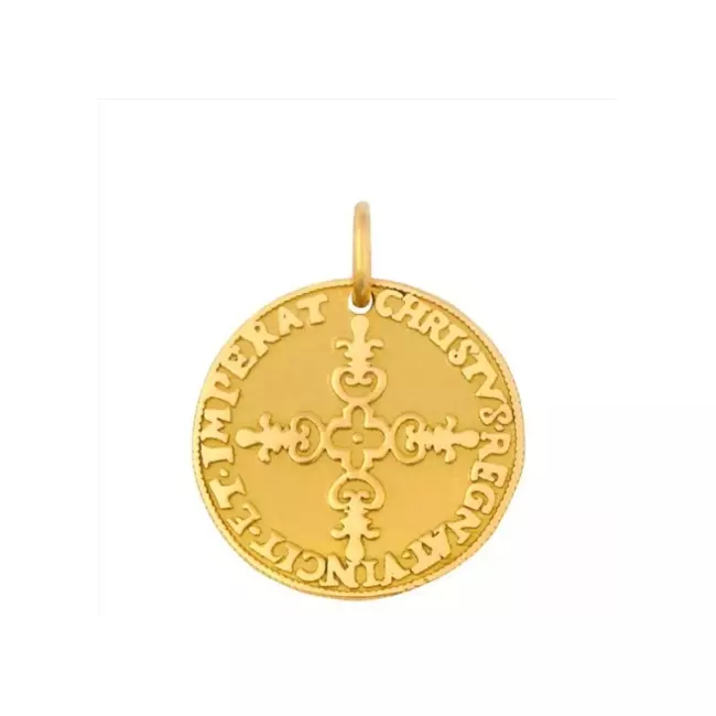 MEDAILLE CROIX LOUIS XIII 9 CARATS