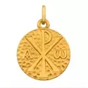 Médaille Symboles - Médaille Chrisme martelé en or jaune 9 carats - 0