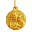 Créations Maison la Couronne - Médaille Vierge Couronnée à l’Enfant en or jaune 9 carats - 0