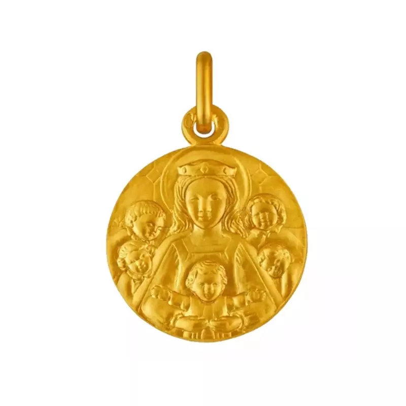 Médaille Vierge à l'Enfant - Médaille Notre Dame de la Famille en or jaune 9 carats