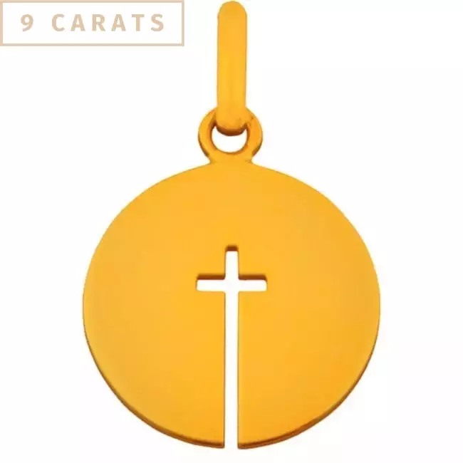 médaille croix ouverte en or jaune 9 carats 18 mm