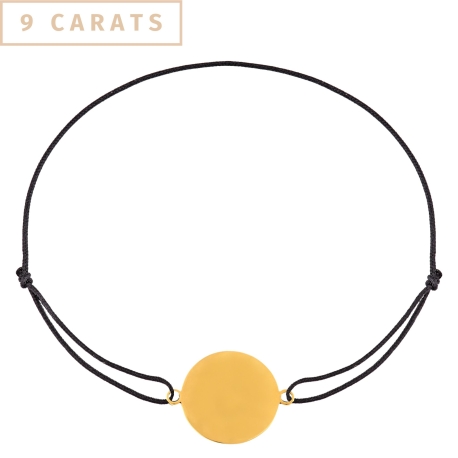 	bracelet cordon médaille personnalisée en or jaune 9 carats