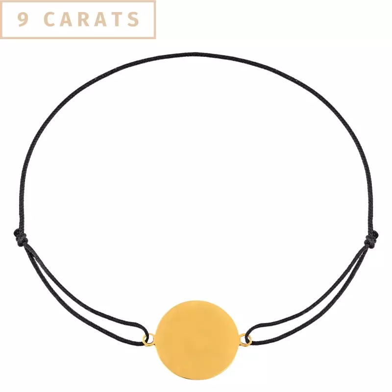 Gourmette - Bracelet cordon médaille à personnaliser en or jaune 9 carats – 12 mm
