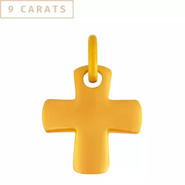 pendentif croix grecque en or jaune 9 carats bombée