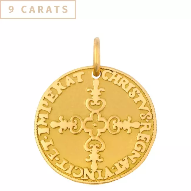 MEDAILLE CROIX LOUIS XIII 9 CARATS