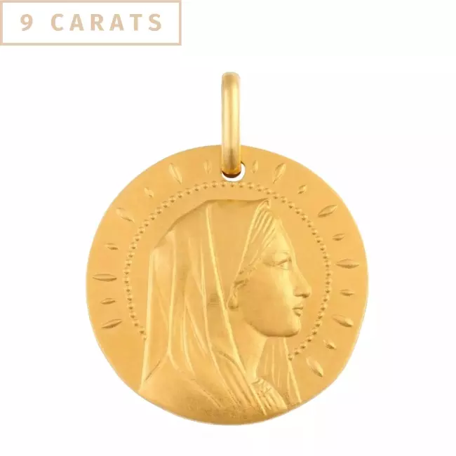 médaille religieuse Vierge Marie or jaune 9k profil