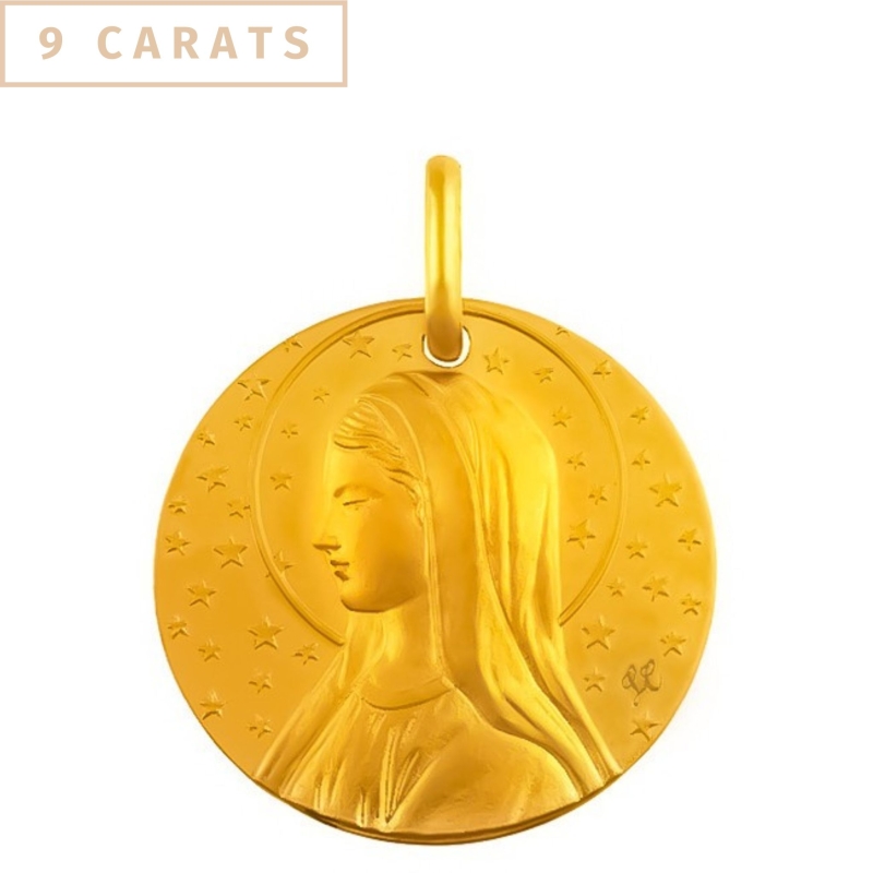 Médailles de baptême Or 9 carats - Médaille Régina Caeli en or jaune 9 carats