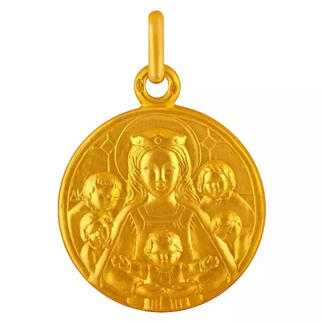 Médaille Notre Dame de la Famille 22 mm or jaune 18 carats