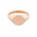 Bague - Bague chevalière diamant – Or rose 18 carats, plateau 9 mm - 0