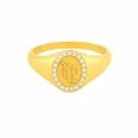 Bague - Bague chevalière ovale sertie de diamants – Or jaune 18 carats - 1