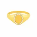 Bague - Bague chevalière ovale sertie de diamants – Or jaune 18 carats - 0
