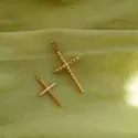 Pendentif et collier  - Pendentif Croix Fil Rond en or jaune 18 carats - 2