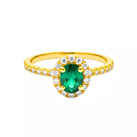 Bague Juliette émeraude ovale et diamants