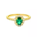 Bague - Bague Juliette • entourage émeraude et diamants, or jaune 18 carats - 0
