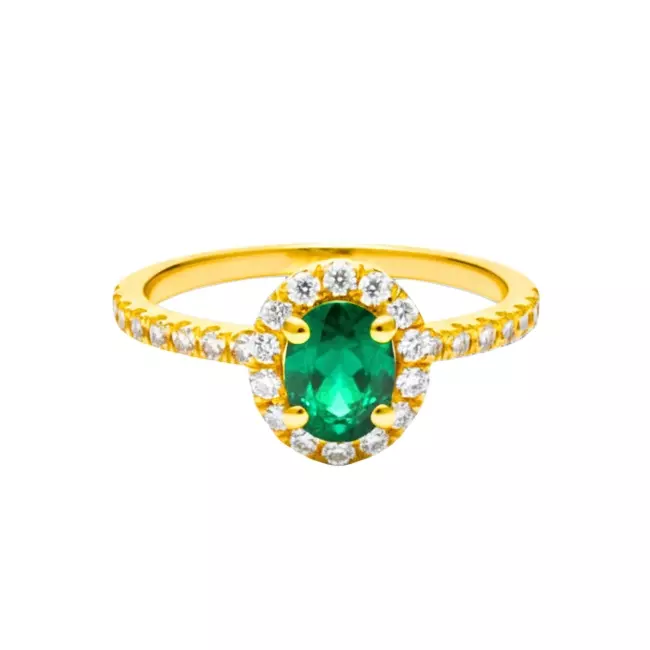Bague Juliette émeraude ovale et diamants