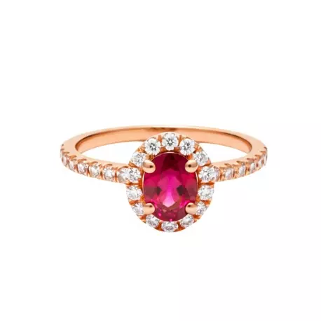 Bague rubis et diamants entourage photo principale Or rose 18 carats