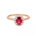 Bague - Bague Juliette • entourage rubis et diamants, or rose 18 carats - 0