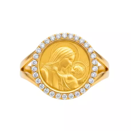 Bague Médaille Notre Dame de la confiance • Diamants